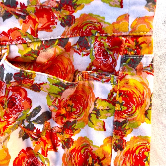 Madison Floral Pants Orange Fall Sz. 6 - Picture 2 of 11